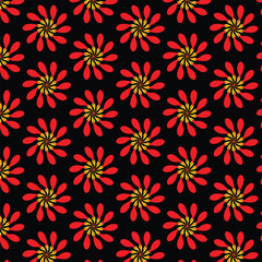 seamless red pattern with flowers design 