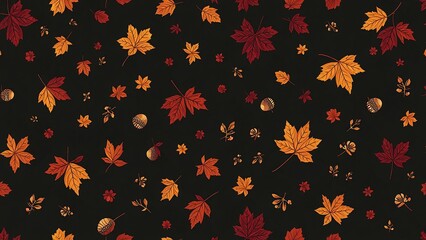 Autumn Leaves Pattern background, Cozy Fall Design