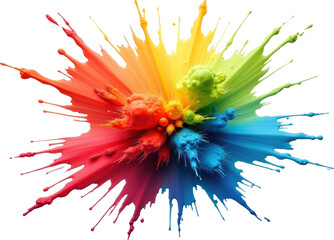 Vibrant Rainbow Color Explosion, Abstract Paint Splash