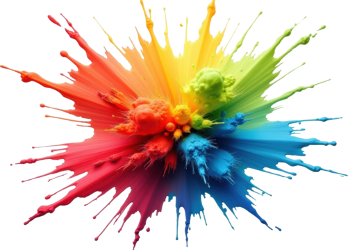 Vibrant Rainbow Color Explosion, Abstract Paint Splash
