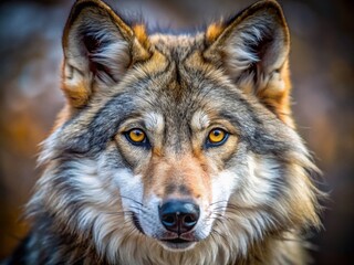Obraz premium Mexican Wolf Portrait: Intense Gaze, Close-up Wildlife Photography