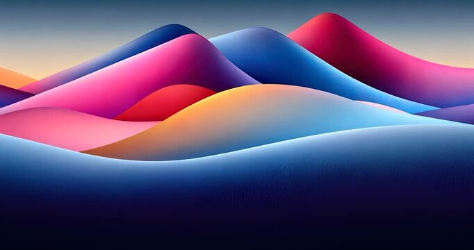 Abstract colorful hillscape at sunset.