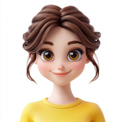 Happy young woman with dimples and bright eyes isolated on white