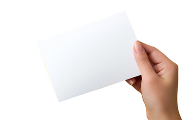 Fototapeta premium Human hand holding white empty blank isolated on white background