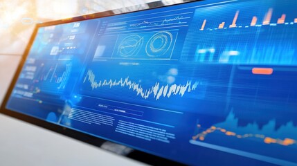 Data visualization dashboard business environment digital screen graphics modern office analytical perspective insights for decision making