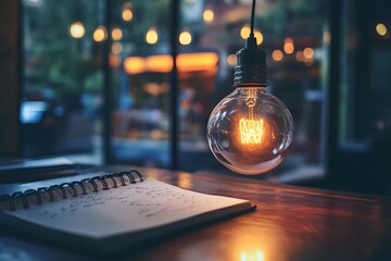 Cozy Caf&eacute; Scene with Warm Edison Bulb Lighting