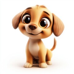 Playful puppy with big eyes and a wagging tail isolated on white