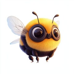 Obraz premium Round bumblebee with tiny wings, isolated on white