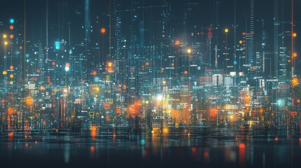 Obraz premium Vibrant Cityscape with Futuristic Lights at Night