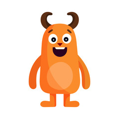 Funny cartoon monster character. Kids cartoon character design for poster, baby products logo and packaging design.
