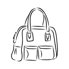 Sketches of bags. Vector fashion illustration. Women's Bags