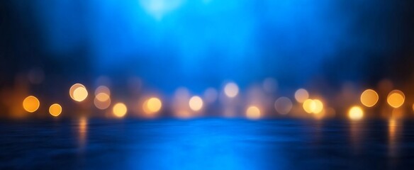 Soft focus blue and golden lights creating a dreamy background ambiance