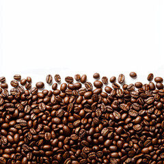 Obraz premium Roasted coffee beans border on white