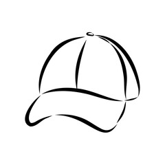 2d illustration of cap. Outline vector image set. Top, front, side and perspective view.