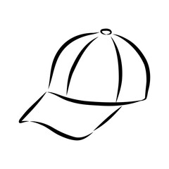 2d illustration of cap. Outline vector image set. Top, front, side and perspective view.