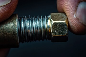 Close up view of a plumber's hand tightening a fitting with precision during a repair task. Generative AI