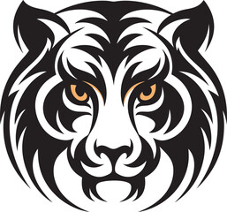 Monochrome Tiger Illustration  High-Quality Logo Template Art & Illustration