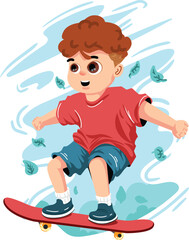 funny skate boy vector illustration