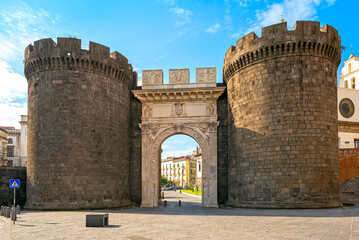 The Porta Capuana is a monumental Renaissance city gate flanked by two watchtowers at the entrance to the historic centre of Naples.