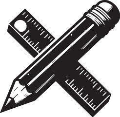 Black Color Carpenter’s Pencil Silhouette Vector Illustration design, Solid White Background