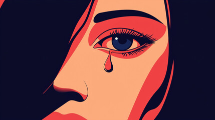 Crying woman face with tears. Sadness and depression, broken heart feeling and stop violence against woman concept, generative ai

