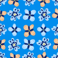 Seamless floral pattern with hand-drawn flowers. Perfect for fabric prints, wallpapers, for fashion and home decor applications. Vector seamles pattern with cute flowers in hand drawn flat style.