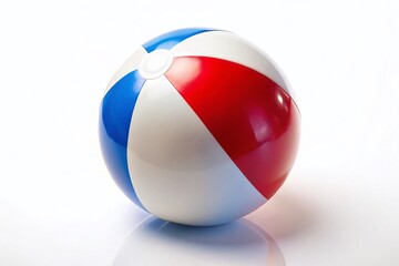 Minimalist Red White & Blue Beach Ball on White Background - Summer Fun Stock Photo