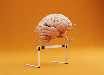 A brain running and doing athletic hurdles