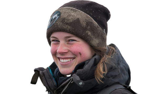 Volunteers laughing together in a transparent background outdoor event joyful atmosphere community engagement