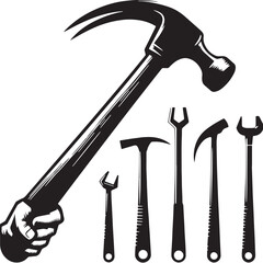 Black Color Crowbar Silhouette Vector Illustration design, Solid White Background