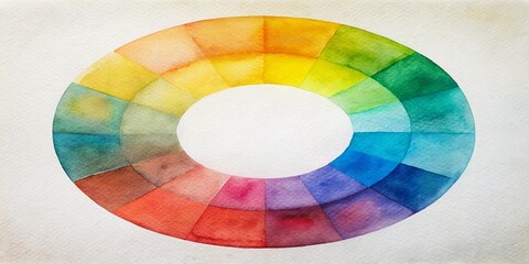 Obraz premium Minimalist Watercolor Hand-Painted Color Wheel, Artistic Handmade Palette