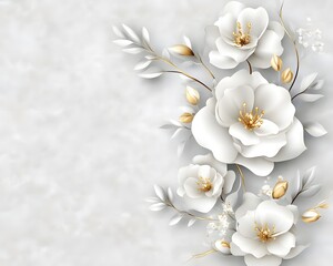 Obraz premium Elegant White Gold Flowers Bouquet Floral Design