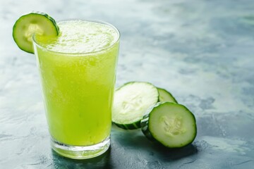 Refreshing cucumber smoothie recipe kitchen beverage bright room close-up view healthy living concept with fresh cucumbers for ultimate hydration
