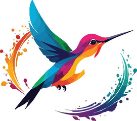 Obraz premium Hummingbird vector design, Hummingbird logo and icon Design, Colorful Hummingbird vector design