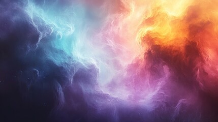 Colorful cosmic nebula swirling with vibrant hues of blue, purple, and orange in deep space