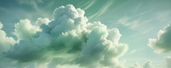 Ethereal watercolor background with gentle green tones and wispy clouds, background, clouds, gentle, green tones, watercolor