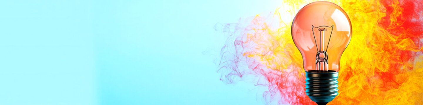 Lightbulb transforming into bright abstract patterns, representing the spark of creative ideas and intuitive design processes