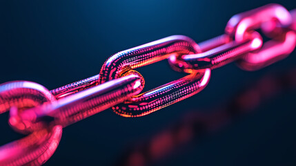 Revolutionary blockchain technology represented by digital chain link