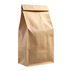 
A brown paper sack standing upright with a folded top. Suitable for various storage purposes. 