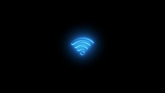 Glowing Neon WiFi Signal Icon &ndash; Futuristic Wireless Network Symbol for Tech, Connectivity & Digital Design