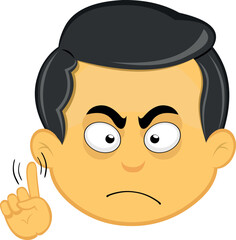 vector illustration yellow emoji character male, saying no with a hand gesture