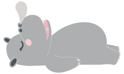 Sleeping cartoon hippo .