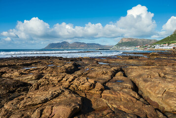 A beautiful coastal view with mountains and the Atlantic ocean, Cape peninsula Cape Town, Table Mountain National Park, Western Cape, South Africa, Africa, Kalk Bay