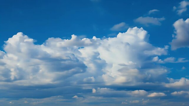 4K time lapse video fluffy white cumulus clouds drifting clear summer sky capturing beauty cloudscapes peaceful ather patterns nature ed footage
