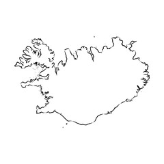 Freehand Iceland map sketch on white background