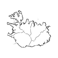 Freehand Iceland map sketch on white background