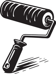 Black Color Paint Roller Silhouette Vector Illustration design, Solid White Background