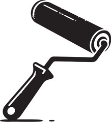 Black Color Paint Roller Silhouette Vector Illustration design, Solid White Background