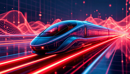Fototapeta premium train glow line speed race energy futuristic background