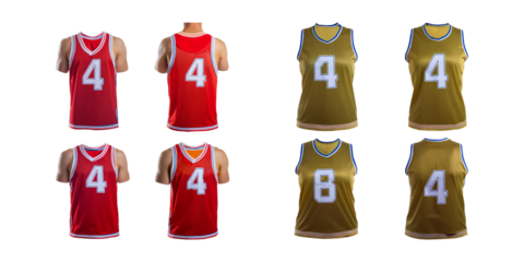 Colorful Sports Jerseys Displayed Together for Team Equipment Themes